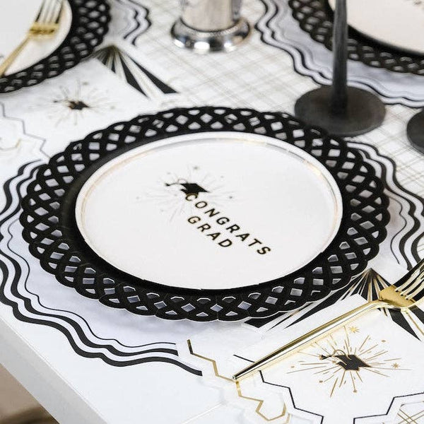 Black Basketweave Dinner Paper Plates