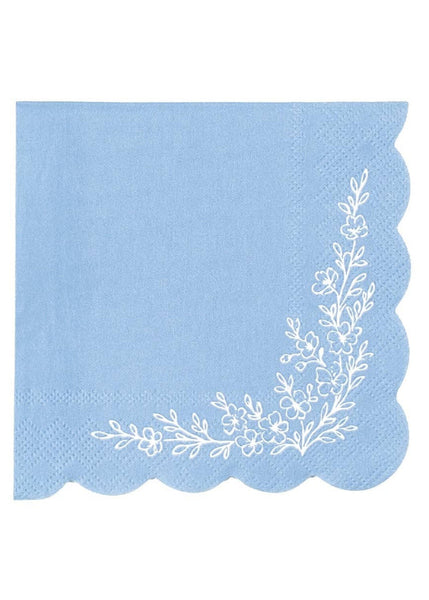 Floral Elegance Blue Beverage Napkins