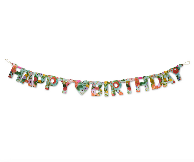 Garden Party Happy Birthday Banner