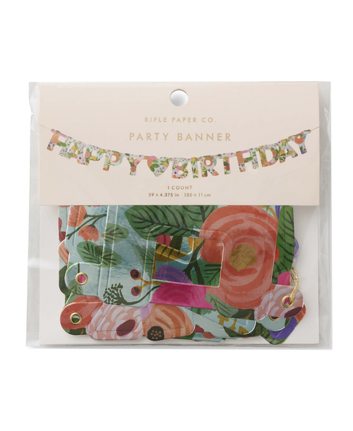 Garden Party Happy Birthday Banner