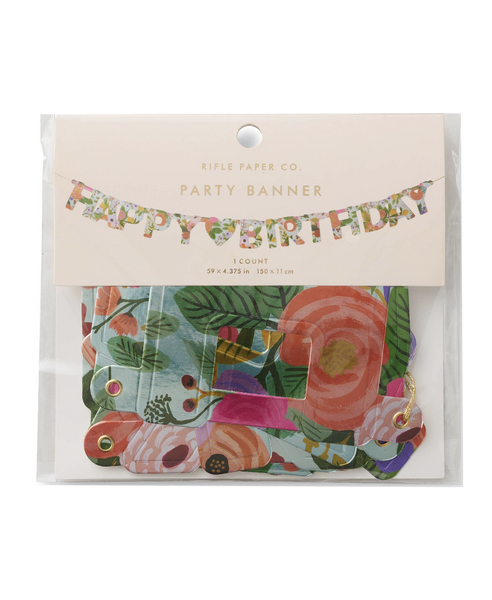 Garden Party Happy Birthday Banner
