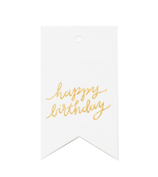 Gold Happy Birthday Gift Tag (Box of 10)