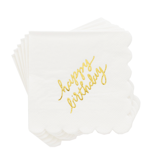 Gold Happy Birthday Cocktail Napkins