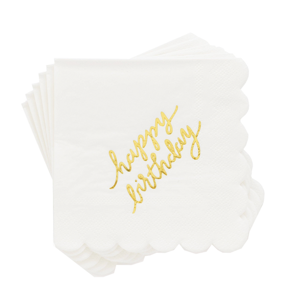 Gold Happy Birthday Cocktail Napkins