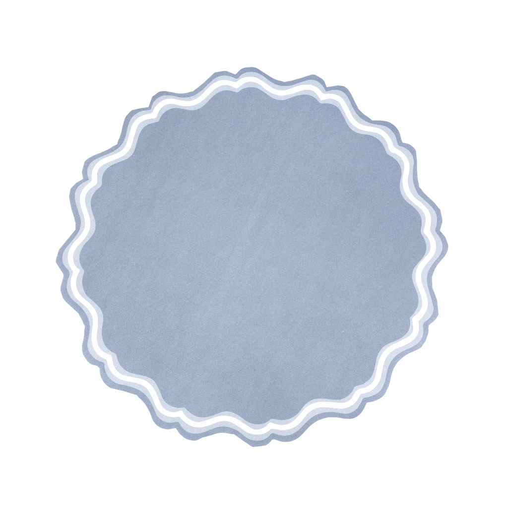 Blue Fancy Scallop Paper Placemat