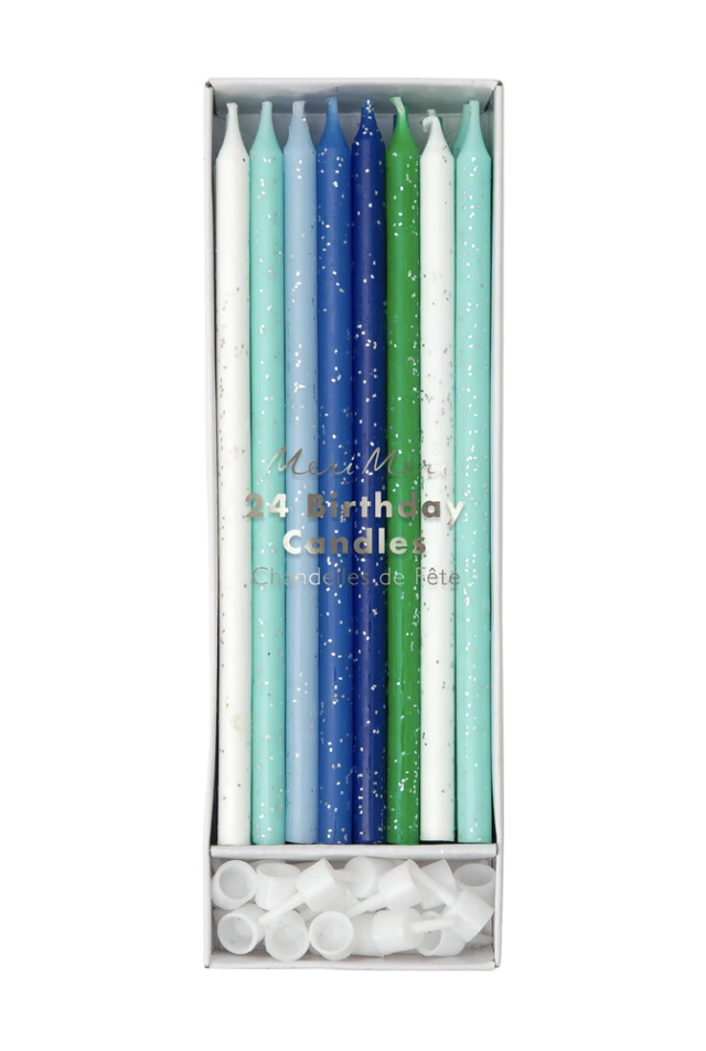 Glitter Candles-Blue & Green