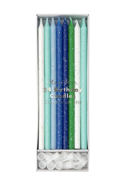 Glitter Candles-Blue & Green