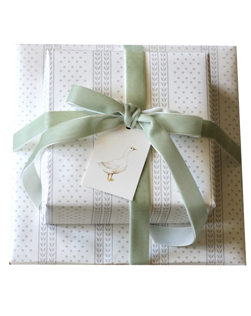 Lilac Dot & Leaf Ticking Wrapping Paper Sheets