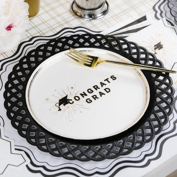 Black Basketweave Dinner Paper Plates