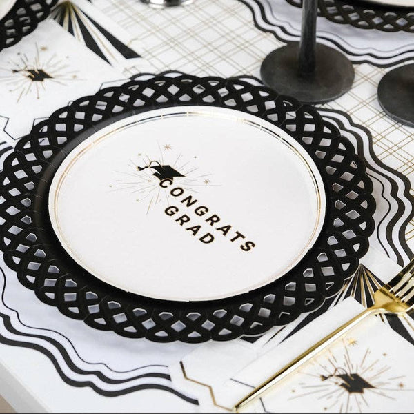 Black Basketweave Dinner Paper Plates