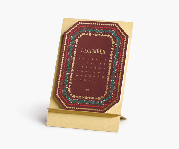 2026 Wildwood Brass Easel Desk Calendar