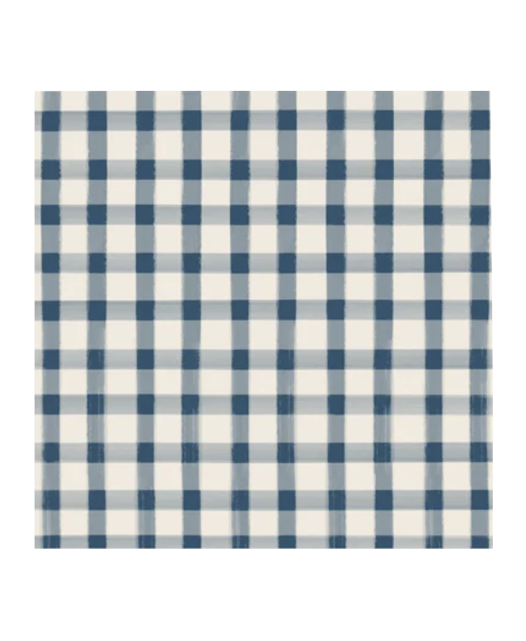 Navy Painted Check Cocktail Napkins