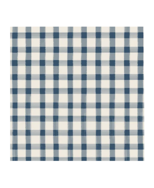 Navy Painted Check Cocktail Napkins