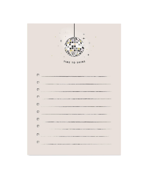 Time to shine Disco Ball Notepad