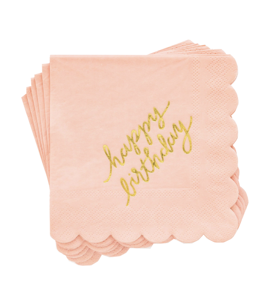 Pink Happy Birthday Cocktail Napkins