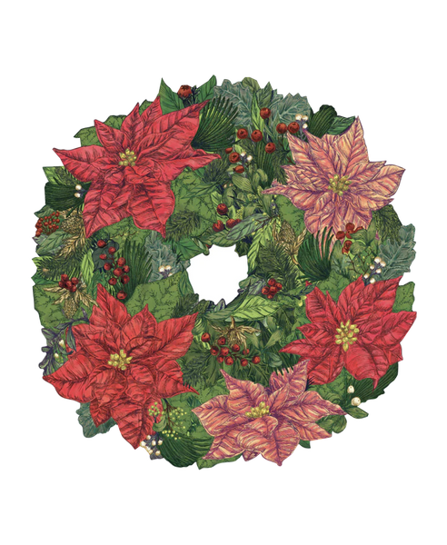 Poinsettia Wreath Die-Cut Placemat