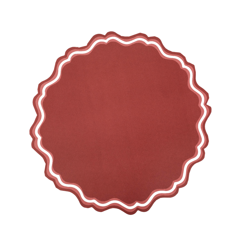 Red Fancy Scallop Paper Placemat