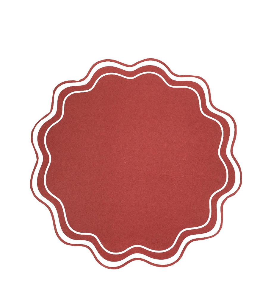 Red Wavy Scallop Paper Placemats