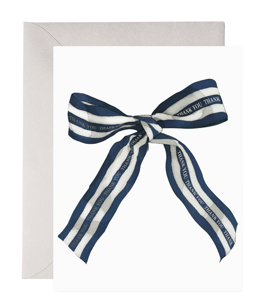 Big Navy Striped Bow Thank You