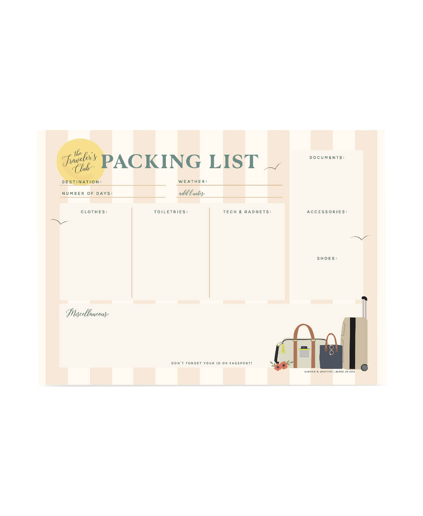 Traveler's Packing List Notepad