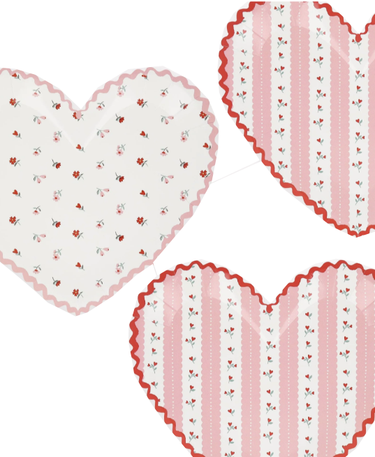 Vintage Rose Heart Plates