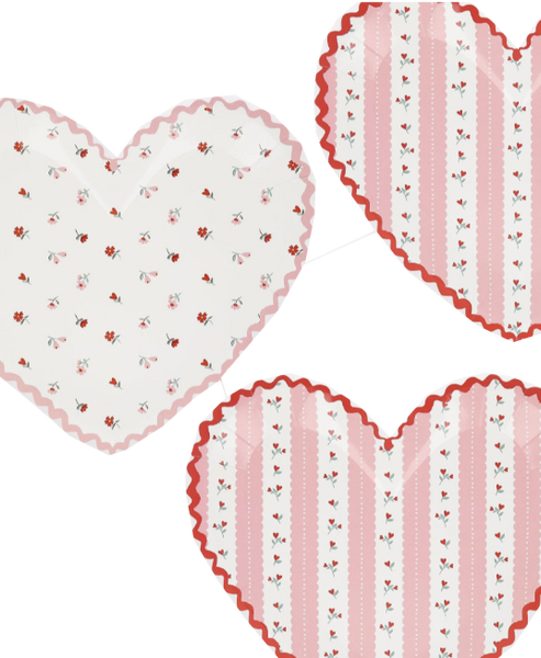 Vintage Rose Heart Plates