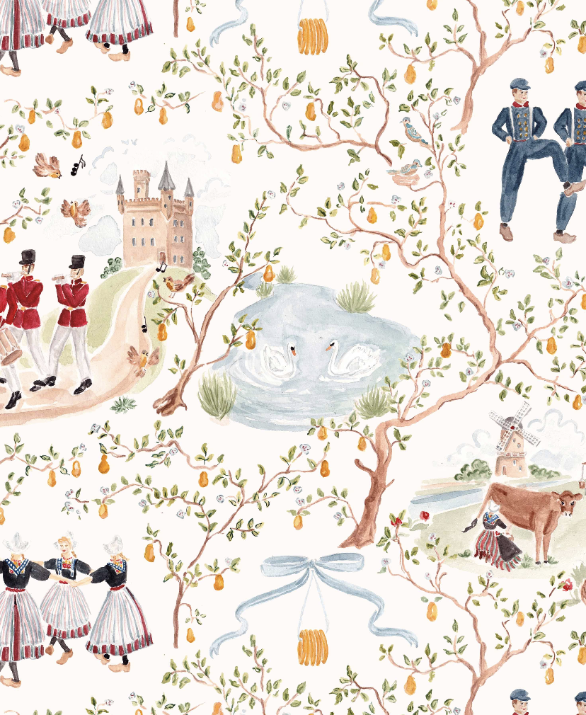 Christmas Toile Wrapping Paper Sheets