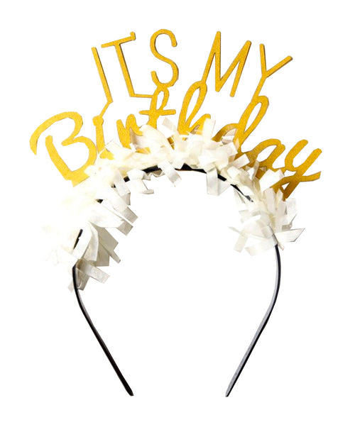 It's My Birthday Gold Headband