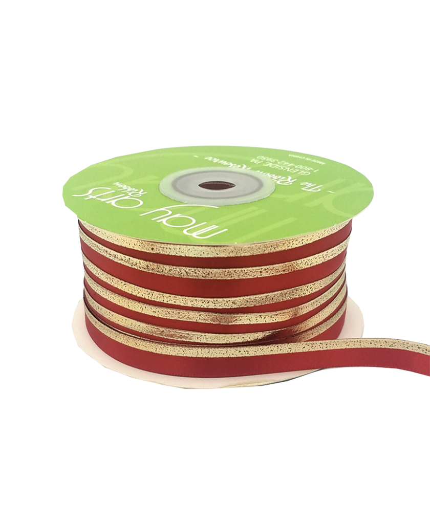 Red Satin Gold Foil Ribbon