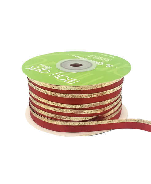 Red Satin Gold Foil Ribbon