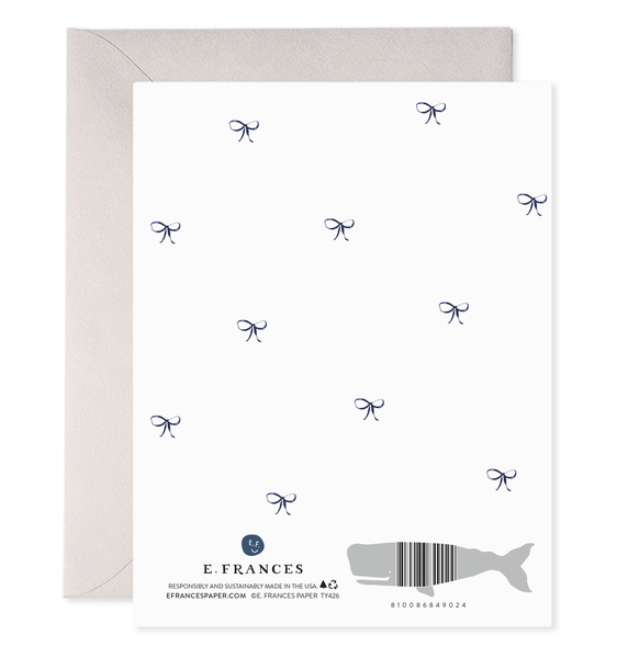 Big Navy Striped Bow Thank You Boxed Card Set