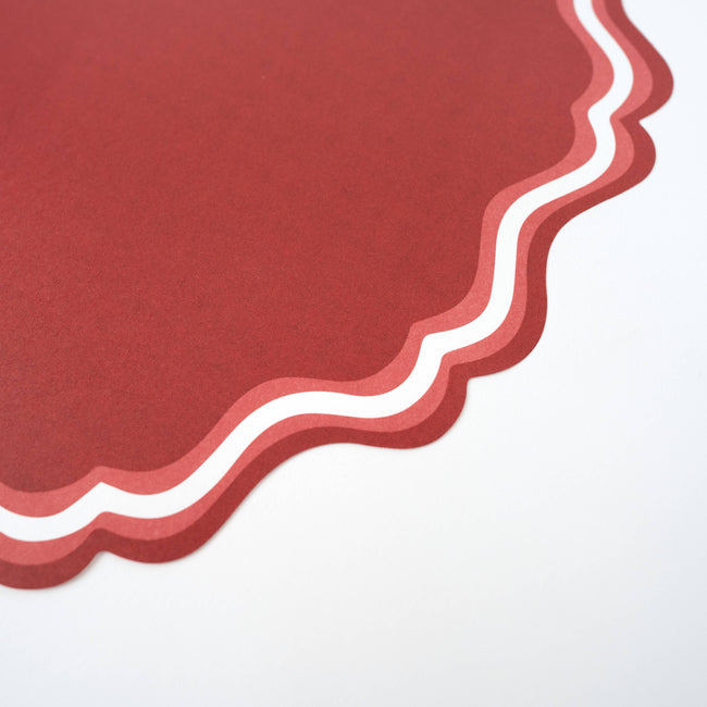 Red Fancy Scallop Paper Placemat