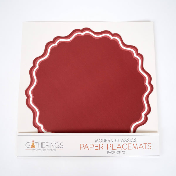 Red Fancy Scallop Paper Placemat