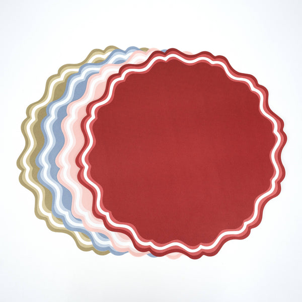 Red Fancy Scallop Paper Placemat