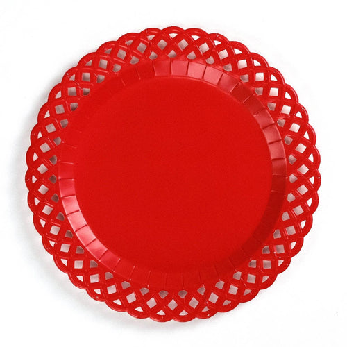 Red Basketweave Dinner Paper Plates
