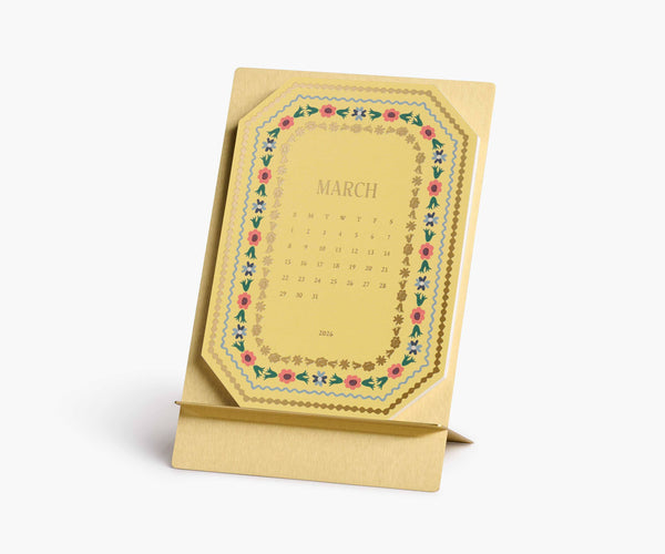 2026 Wildwood Brass Easel Desk Calendar