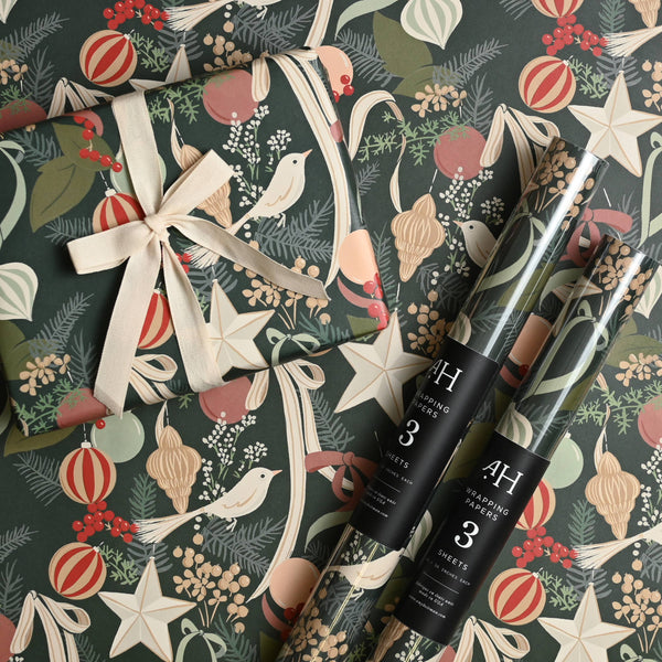 Ornaments and Bows Wrapping Sheets