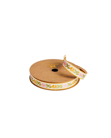 Blue Vine Floral Woven Ribbon