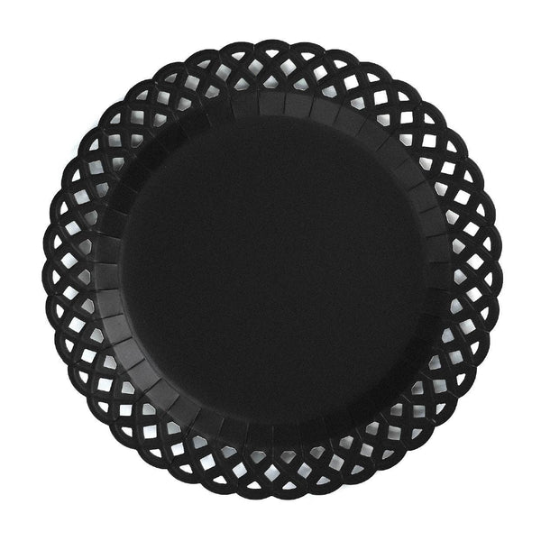 Black Basketweave Dinner Paper Plates