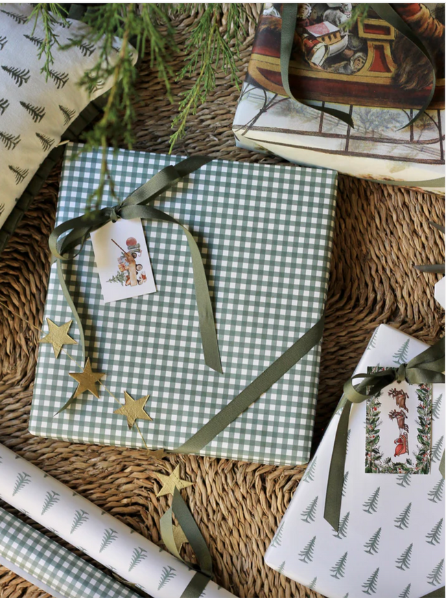 Moss Gingham Wrapping Sheets