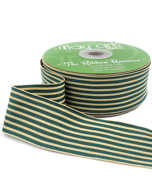 Green Oatmeal Striped Ribbon