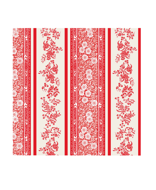 Red Burleigh Stripe Cocktail Napkin