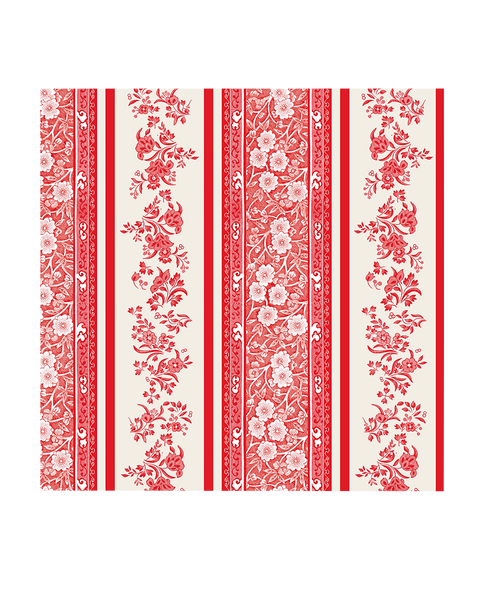 Red Burleigh Stripe Cocktail Napkin