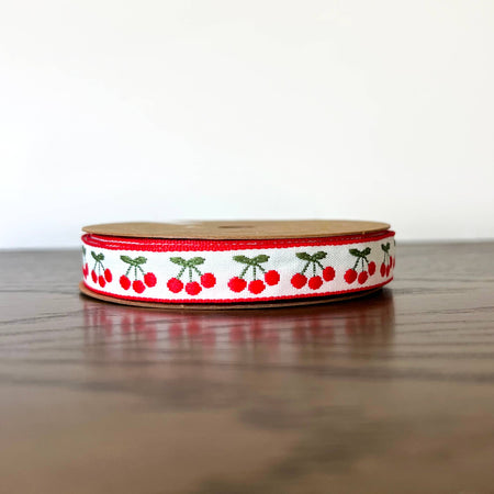 Blue Vine Floral Woven Ribbon