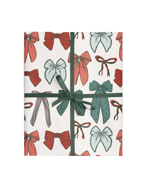 Red and Green Bows Christmas Wrapping Paper