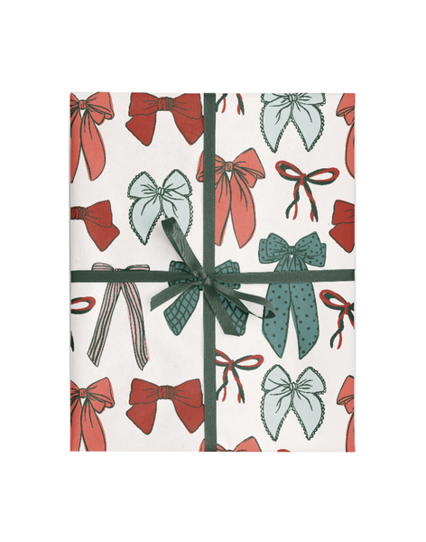 Red and Green Bows Christmas Wrapping Paper