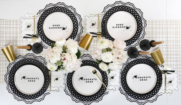 Black Basketweave Dinner Paper Plates