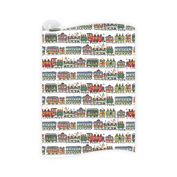 Christmas Trains Wrapping Paper Roll