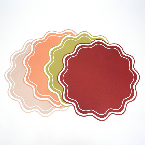 Red Wavy Scallop Paper Placemats