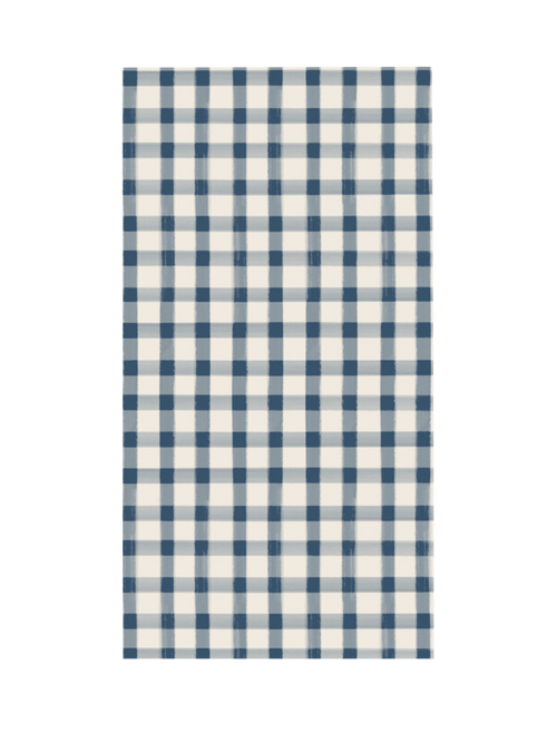 Navy Painted Check Guest Napkin